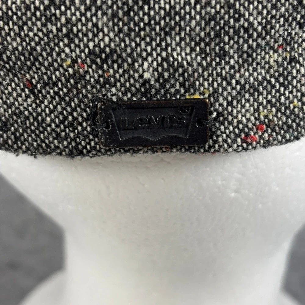 Levis Mens Donegal Tweed Flat Cap Ivy Hat SM Gray Wool Blend Driving Cap Logo